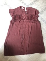 Maurices Burgundy Keyhole Front Sleeveless Tank top Sz Small Ruffled  Arms - £16.06 GBP