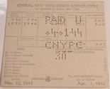 Vintage Central New York Power Company Invoice Bill April 1 1944 Utika - £10.11 GBP