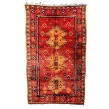 Red Moroccan rug, Authentique Vintage Berber carpet made from natural wool, Hand - £1,549.27 GBP