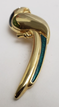Vintage Liz Claiborne LC Bird Enamel Brooch Pin Rhinestone Gold Tone Signed - $29.65