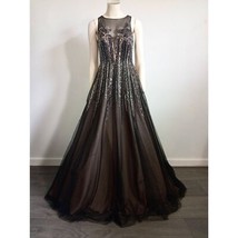 Aidan Mattox Formal Full Skirt Gown Petticoat Embellished Prom Black Cop... - $332.50