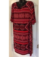 18 New Red &amp; Black Knit All Day Comfort R&amp;K Womens Dress Fits 2x - $18.99