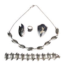 Vintage Sterling Silver Thai Siam Niello Black Jewelry Lot - £71.14 GBP