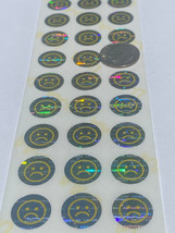 100 SAD FACE-.50 INCH ROUND SECURITY HOLOGRAM LABELS STICKERS SEALS - £6.97 GBP
