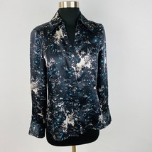 Classiques Entier Womens XS Silk Black Multicolored Button Down Shirt - £16.30 GBP
