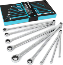 Extra Long Ratcheting Wrench Set Metric 9-Piece 8-22mm Chrome withEVA Foam Tool  - £61.66 GBP