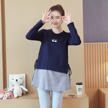 1846# 2019 Autumn Korean Fashion Maternity Shirts Long Sleeve A Line work Clothe - £44.88 GBP