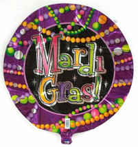 Mardi Gras Beads Party Balloon 18&quot; Foil Mylar Decorations - $1.97