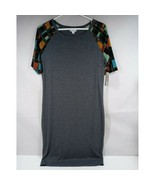 NWT LuLaRoe Julia Pencil Dress Gray With Colorful Squares On Sleeves Siz... - $15.83