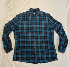Johnnie-O Featherweight Plaid Button Up Long Sleeve Shirt Green Plaid Mens Large - $19.35