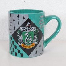 Harry Potter Slytherin House Crest 14oz Ceramic Coffee Cup Tea Mug Gray Green - $14.52