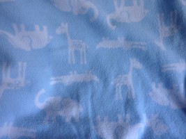 Carter&#39;s Blue Fleece Baby Blanket Jungle Animal Print Cotton Reversible White - £15.62 GBP