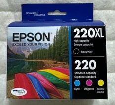 Epson 220XL Black 220 Cyan Magenta Yellow Ink Set T220XL-BCS 2026+ Retai... - $39.98