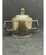 Beautiful Antique German Silver Plated Brass Sugar Bowl With Cap - $593.20 MXN
