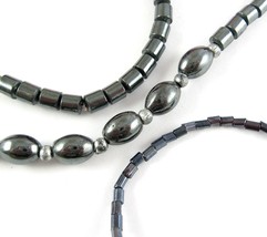 Set Gunmetal Gray Hematite Beaded Necklace Vintage &amp; Glass Tube Bead Bracelet - £2,304.91 GBP