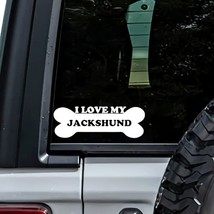 MHDStickerCo I Love My Jackshund Dog Bone Vinyl Decal Sticker Custom Tru... - £4.49 GBP