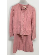 Vintage J. Jill Silk/Linen Midi Skirt Suit Set Foxglove Size M/6 Long-sl... - $28.04