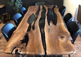 Black Epoxy Table , Dining, Sofa, Coffee Table, Unique Resin River Wood Table - £4,093.81 GBP