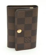 LOUIS VUITTON Damier Canvas 6 KEY HOLDER Case Vachetta Leather Snap - £225.10 GBP