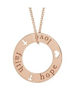14k Rose Gold Faith, Hope and Love Pierced Disc Necklace - €915,55 EUR