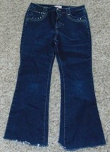 Girls Jeans Candies Dark Blue Denim Jean Embellished Cut Off Crop Pants-size 16 - £5.84 GBP