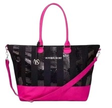 Victoria&#39;s Secret Bling Black Sequin &amp; Pink Weekender Large Tote Bag - NEW - €16,95 EUR