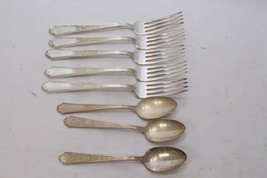 1847 Rogers Bros Ancestral Dinner Forks and Teaspoons Silverplate Lot of 8 - £19.04 GBP