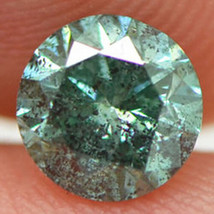 Round Cut Diamond Fancy Turquoise Color Loose Natural Enhanced 0.71 Carat I1 - £327.82 GBP