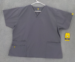 WONDER WINK SCRUB TOP MENS SZ 3XL GREY V-NECK MEDICAL SCRUBS W/ POCKETS NWD - $21.99