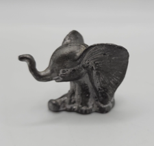 Vintage Miniature Pewter Giant Ear Sitting Elephant Figurine - £11.35 GBP
