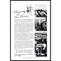 1954 San Francisco Vacation Travel Vintage Print Ad Cable Car Fishermans Wharf - £8.25 GBP