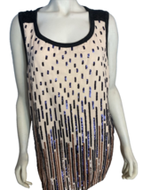 Tiny Women&#39;s Knit Sequined Sleeveless Knit Blouse Tan/Black 3X NWT - £22.04 GBP