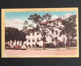 St Petersburg Municipal Building FL Florida Linen Postcard Palms Cars NOS D-13 - $3.99