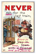 &quot;Never&quot; Series No. 39 Run For Last Train Stay in Town Comic DB Postcard Q19 - £6.19 GBP