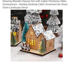 Wooden House LED Light With Tree Custom Christmas - $9.78