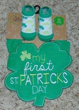 Boys Bib &amp; Socks My First St. Patricks Day Baby Essentials Green-sz 0/6 months - £10.26 GBP