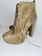 Charlotte Russe Women&#39;s Katie spiked taupe suede Heel Booties Size 9 - £18.01 GBP