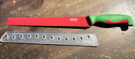 Dexas Green Red High Carbon Stainless Steel 11&quot; Serrated Blade Kitchen Knife I7  - £10.24 GBP