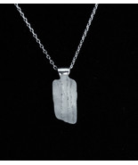 Ribbed Beach Glass Necklace Sterling Chain Summer Surf Tumbled Natural O... - £18.91 GBP