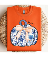 Blue Flowers Pumpkin PNG, Coquette Pumpkin Bow PNG, Flowers Pumpkin Fall... - $3.43 CAD