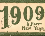 Vtg Postcard 1909 A Happy New Year Wishes Embossed Large Letter  - £8.57 GBP