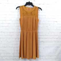 Loft Dress Womens Small Yellow Crochet Lace Sleeveless Elastic Waist Mini Boho - £14.95 GBP