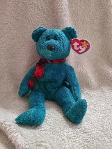 Ty Beanie Baby Wallace Retired Collectible Teddy Bear Green With Scarf  - £2.36 GBP