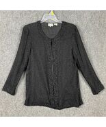 Stenay Top Large Women&#39;s Long Sleeve Beaded 100% Silk Black - $48.84 CAD
