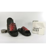 Alexander McQueen Mens Lust Red Black Heart Logo Leather Pool Slides 43 ... - £256.48 GBP