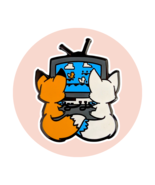 Animal TeeTurtle Enamel Pin: Red and Arctic Fox Playing Video Game - $732.82 MXN