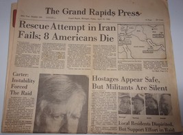 Vintage Grand Rapids Press MI Rescue Attemptin Iran Fails April 1980 - €3,49 EUR