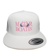 Motor Boatin Adjustable Snapback Direct Embroidered Flat Bill Cap Hat White - $31.57