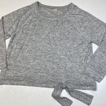 Chicos Zenergy Sweatshirt Sz 3 (XL) Heather Gray Long Sleeve Tie Knot Casual Top - £13.36 GBP