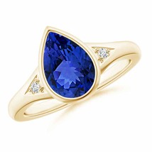 ANGARA Natural Tanzanite Ring with Diamonds in 14k Solid Gold Size 3-13 (10x7mm) - £1,771.30 GBP